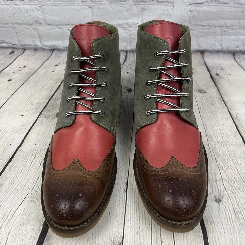 Moods of Norway Haugesund Ankle Boots Mens 11 EU 44 Color block Wingtip Leather